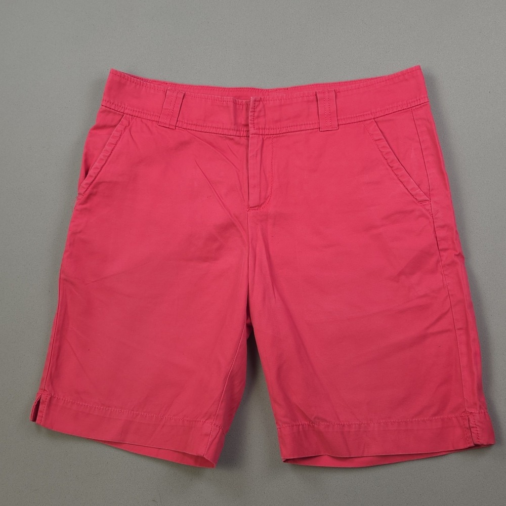 Lilly Pulitzer Resort Fit Bermuda Shorts Women's 8 Pink Cotton Chino Palm Preppy